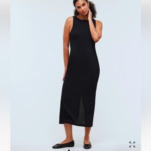 Madewell Black Ribbed Midi Dress